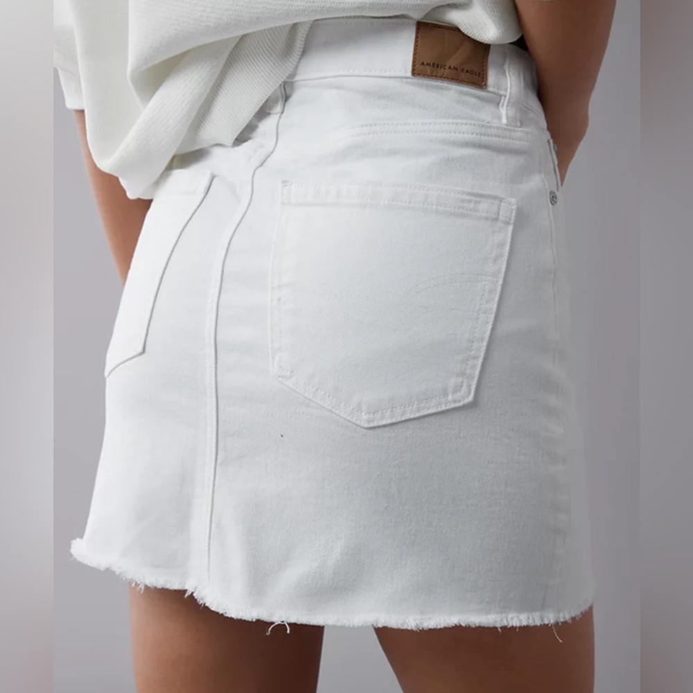 American Eagle White Denim Mini Skirt
